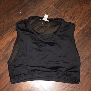 Black halter top mesh back sports bra